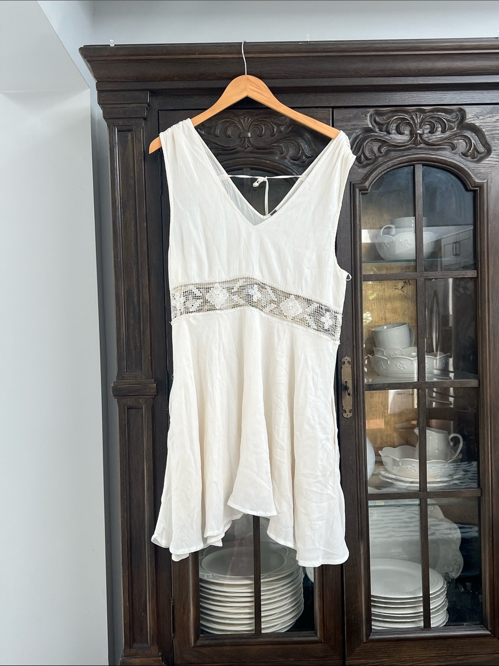 Free People Ivory V-Neck Sleeveless Dress